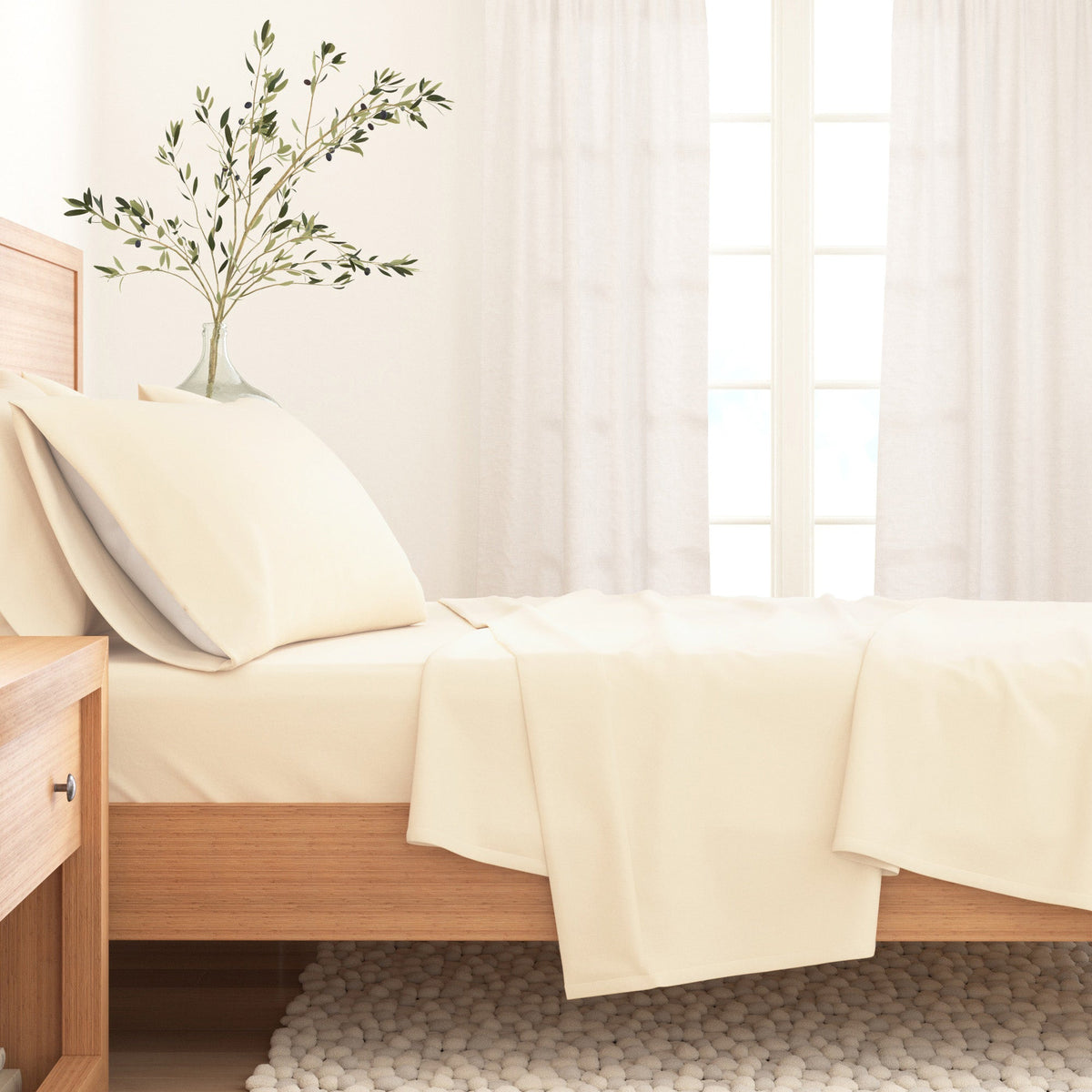 Cotton Solid Flannel Sheet - Nordic Collection