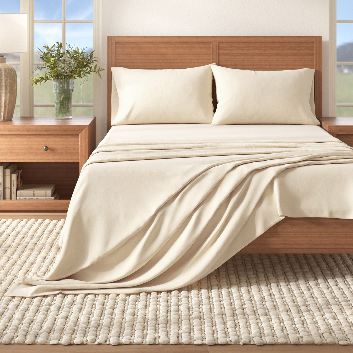 Cotton Solid Flannel Sheet - Nordic Collection